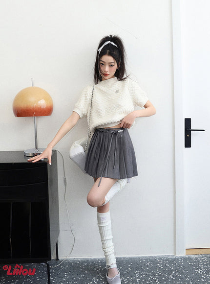 Textured Cropped Knit Top