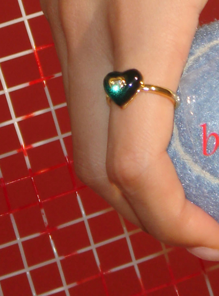 Double Heart Enamel Ring