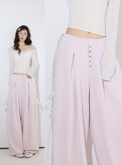 Button Wide Leg Pants