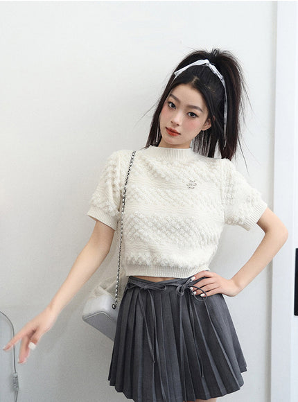 Textured Cropped Knit Top