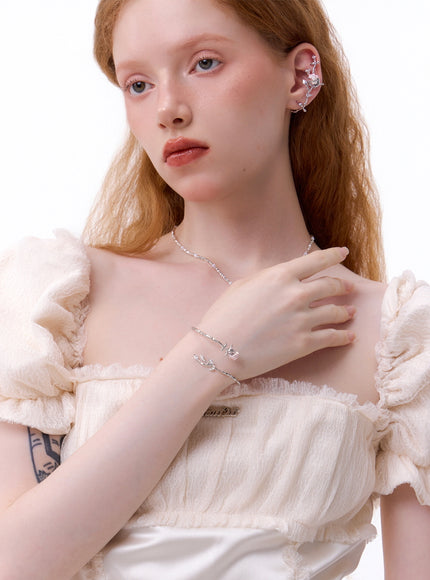 Rose Pearl Branch Bangle Bracelet