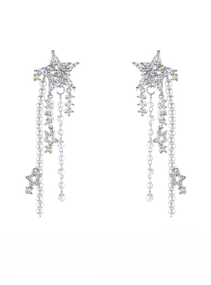 Starlight Cascade Pearl Drop Earrings