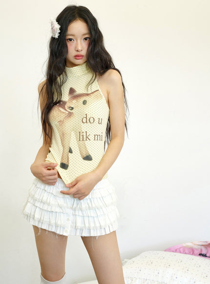 Fawn Print Halter Top