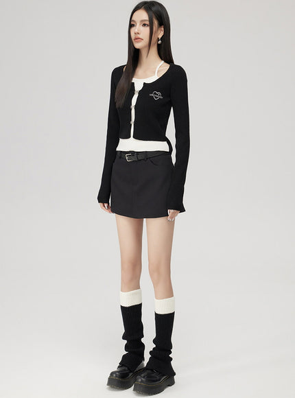 Layered Button Knit Crop Top