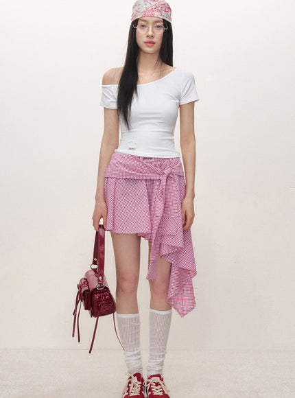Convertible Gingham Wrap Skirts