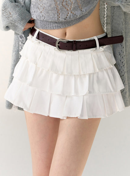 Tiered Pleated Mini Skirt
