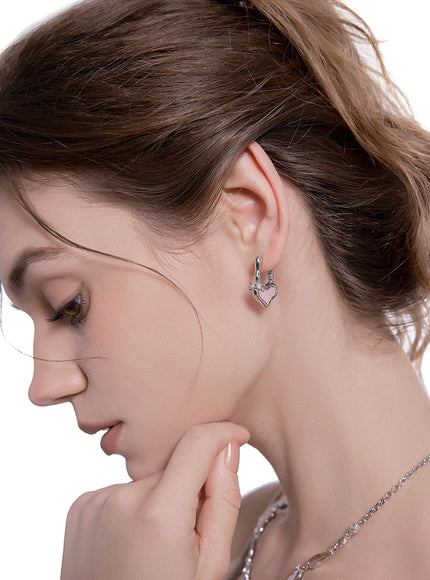 Pink Melted Heart Hoop Earrings