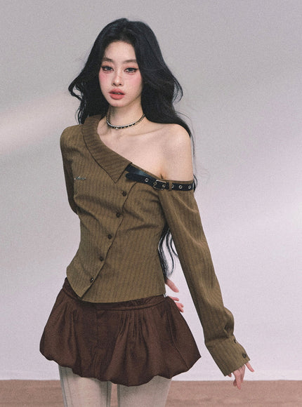 Buckle Strap Off-Shoulder Top