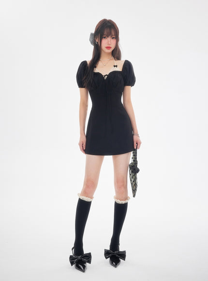 Off-Shoulder Puff Mini Dress