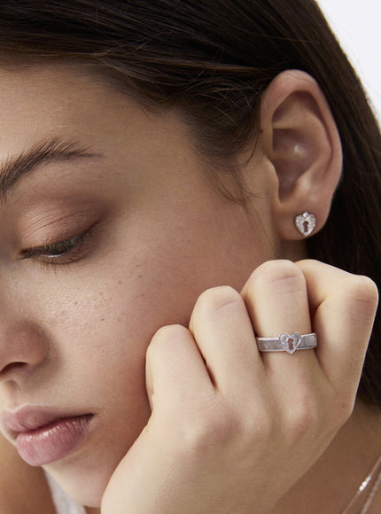 Lock Heart Open Ring