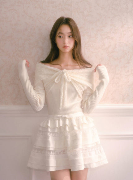 Tiered Lace Ruffle Mini Skirt