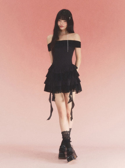 Off-Shoulder Ruffle Mini Dress
