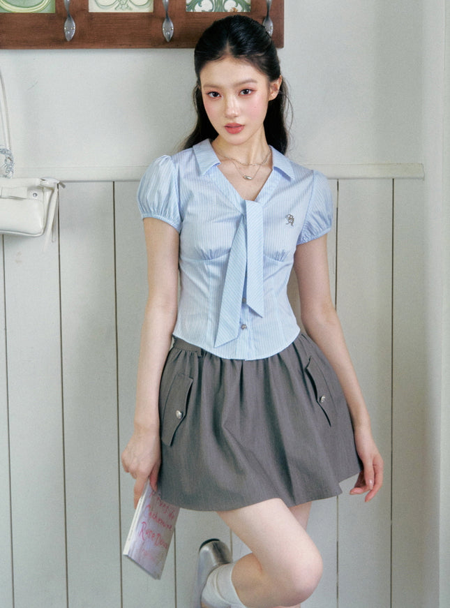 Puff Sleeve Stripe Blouse