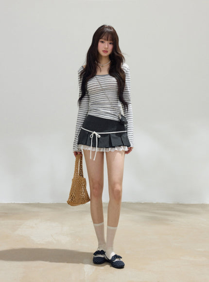 Striped Open-Back Slim Fit Top