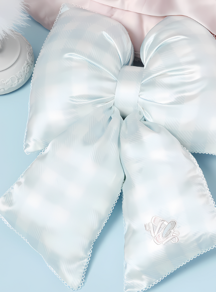 Blue Gingham Bow Pillow