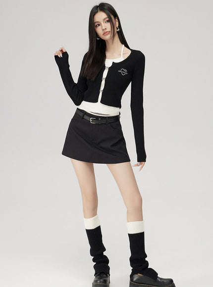 Layered Button Knit Crop Top