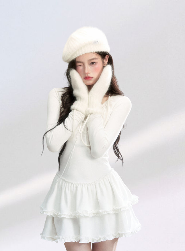 Winter Bloom White Dress