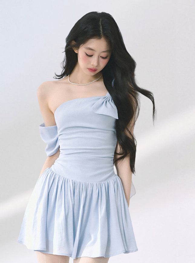 Luna Shoulder Dress - Blue