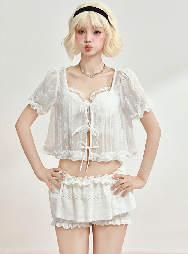 Puff Dreams Tie Blouse