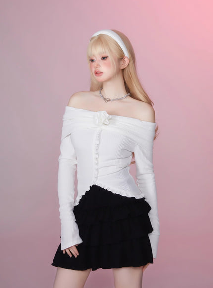 Soft Knit Cake Skirt - Black