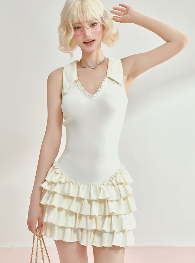 Tennis Frill Mini Dress - Apricot