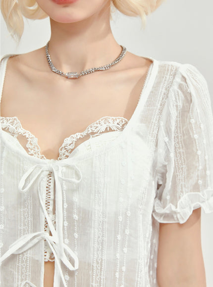 Puff Dreams Tie Blouse