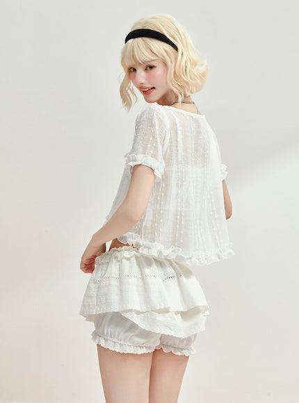 Puff Dreams Tie Blouse