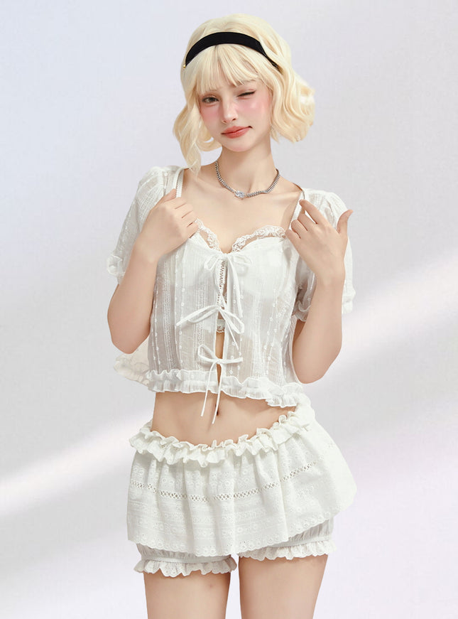 Puff Dreams Tie Blouse