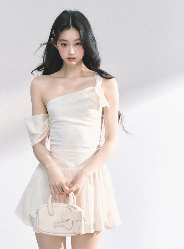 Luna Shoulder Dress - Apricot