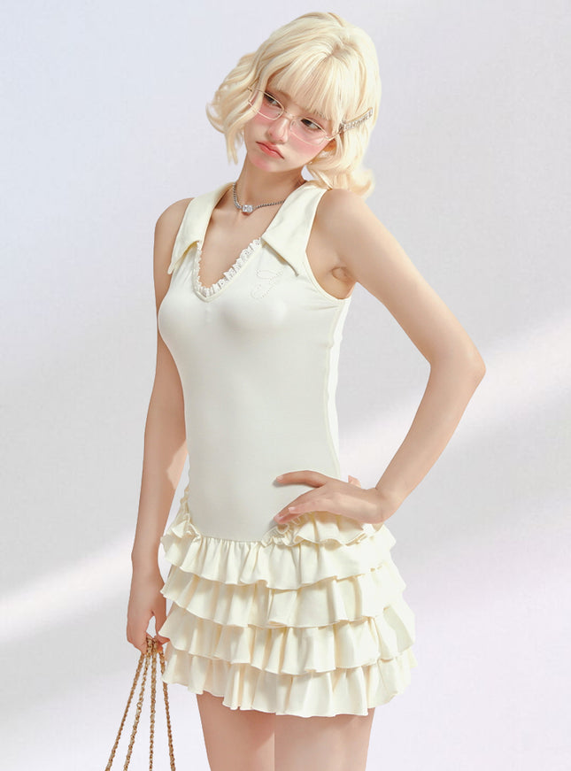 Tennis Frill Mini Dress - Apricot