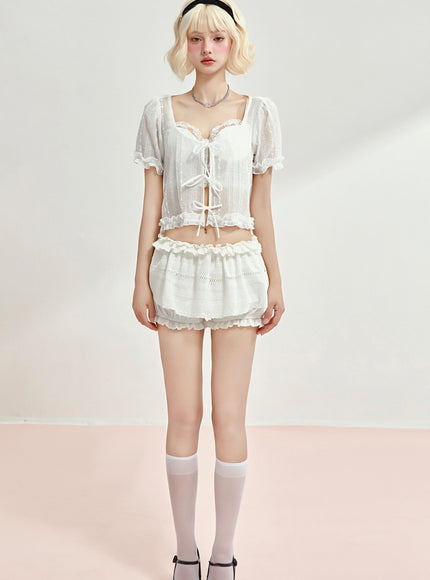 Puff Dreams Tie Blouse