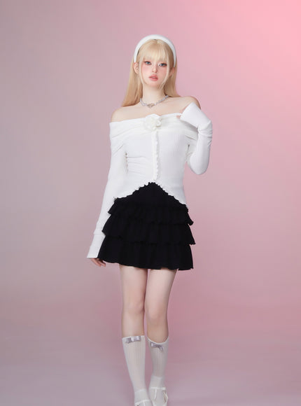Soft Knit Cake Skirt - Black