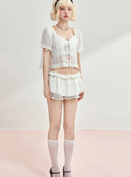 Puff Dreams Tie Blouse