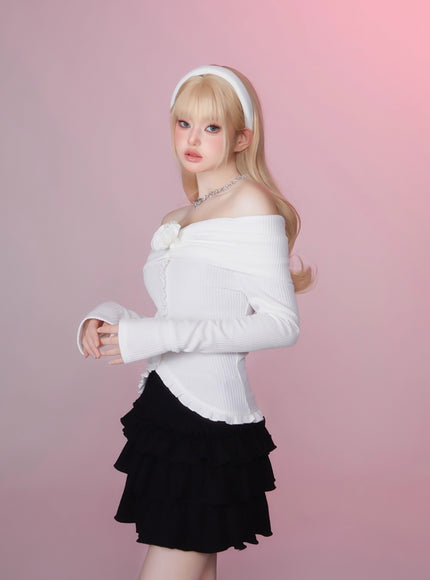Soft Knit Cake Skirt - Black