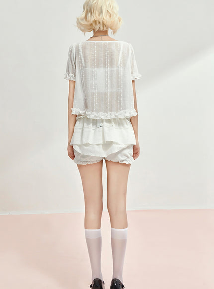 Puff Dreams Tie Blouse