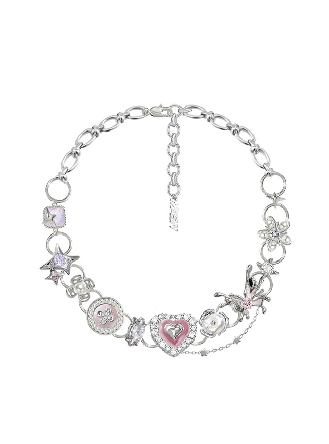 Pink Heart Butterfly Choker
