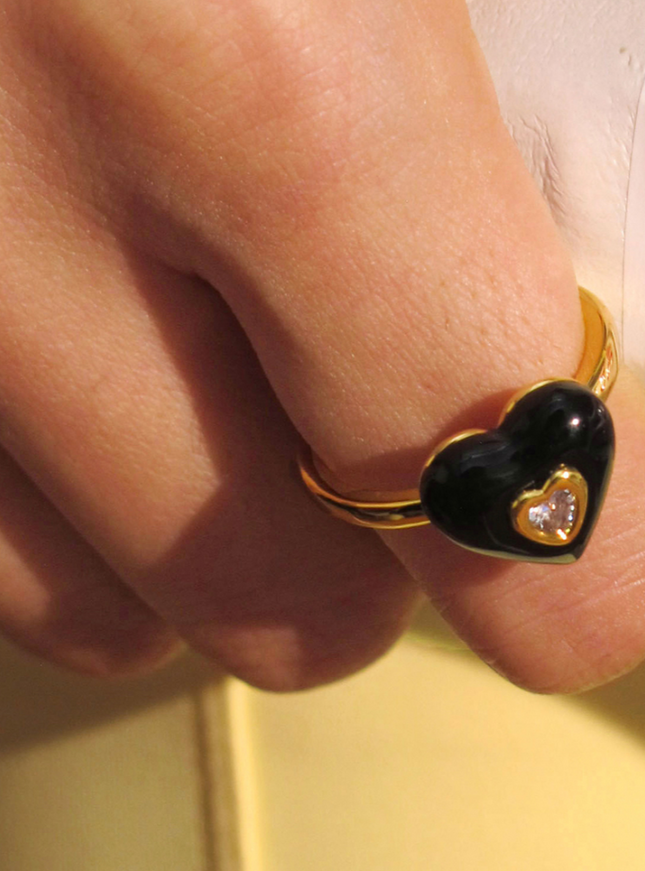 Double Heart Enamel Ring