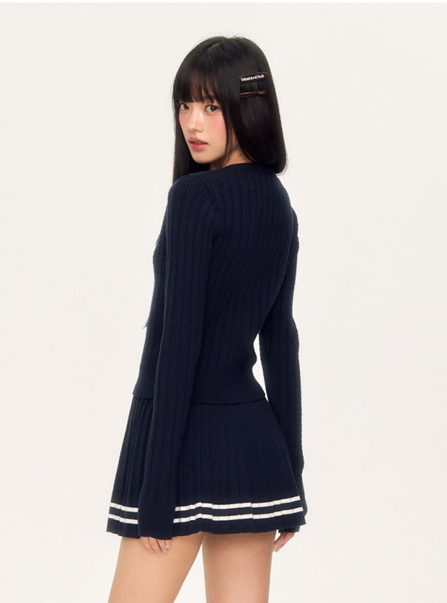 Bow Knit Cardigan Set