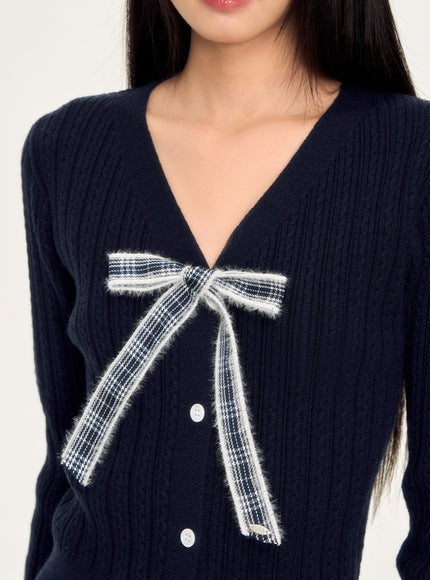 Bow Knit Cardigan Set