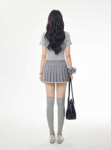 Preppy Knit Pleated Dress