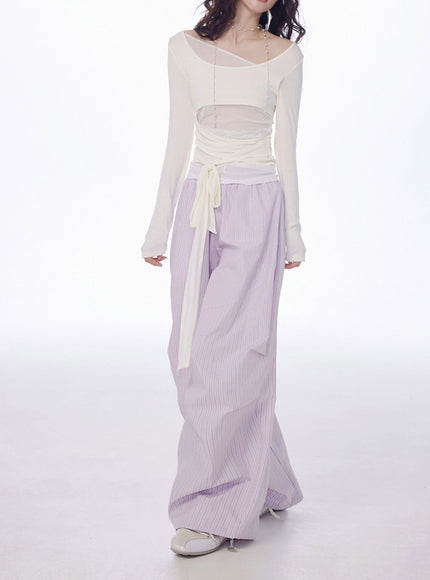 Sheer Layered Wrap Detail Top