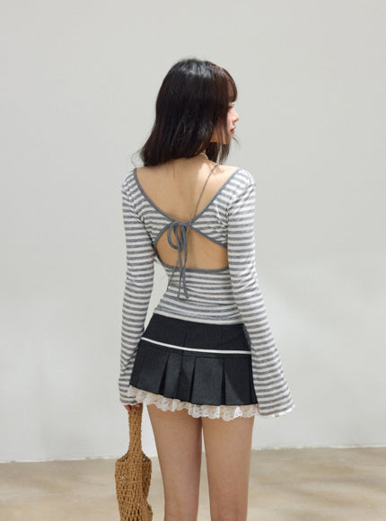 Striped Open-Back Slim Fit Top