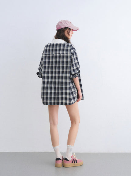 Check Layered Mini Dress Set