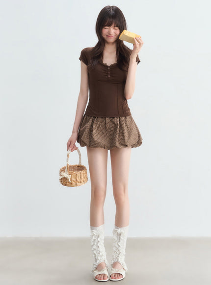 Ruched Button Tencel Top