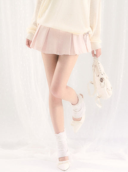 Soft Pleated Cotton Mini Skirt