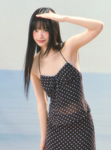 Polka Dot Sheer Top & Skirt Set