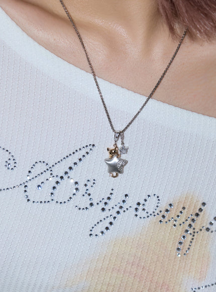 Moonlight Cat Charm Necklace