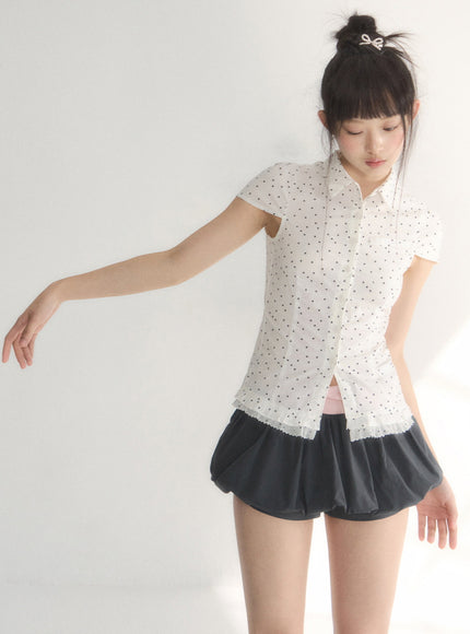 Polka Dot Fitted Peplum Top