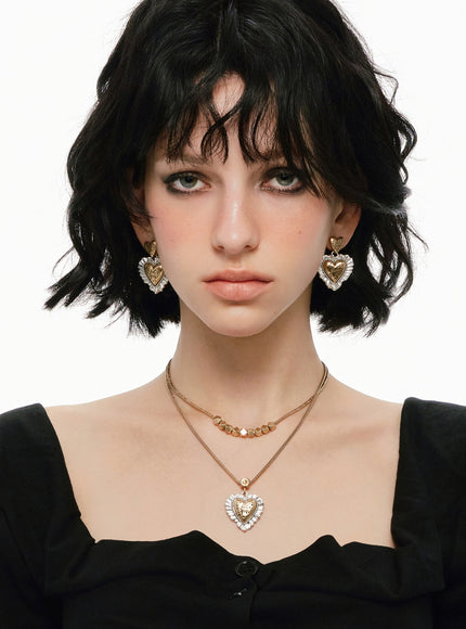 Vintage Ruffle Heart Earrings