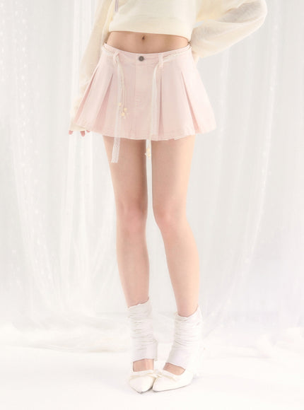 Soft Pleated Cotton Mini Skirt